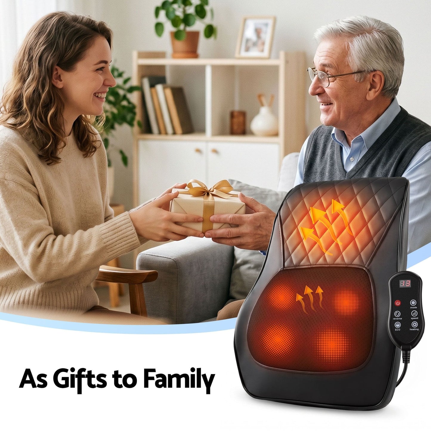 Alona.com.au Health & Beauty > Massage & Relaxation > Massagers Livemor Back Massager with Heat and Traction, Neck and Shoulder Massage Pillow, Ergonomic Backrest for Office Chair & Sofa, Lumbar Support Cushion with 2-Level Thermal Relief, 6 Modes for Cervical & Full Body Pain Relief, Large