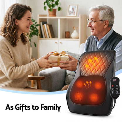 Alona.com.au Health & Beauty > Massage & Relaxation > Massagers Livemor Back Massager with Heat and Traction, Neck and Shoulder Massage Pillow, Ergonomic Backrest for Office Chair & Sofa, Lumbar Support Cushion with 2-Level Thermal Relief, 6 Modes for Cervical & Full Body Pain Relief, Large
