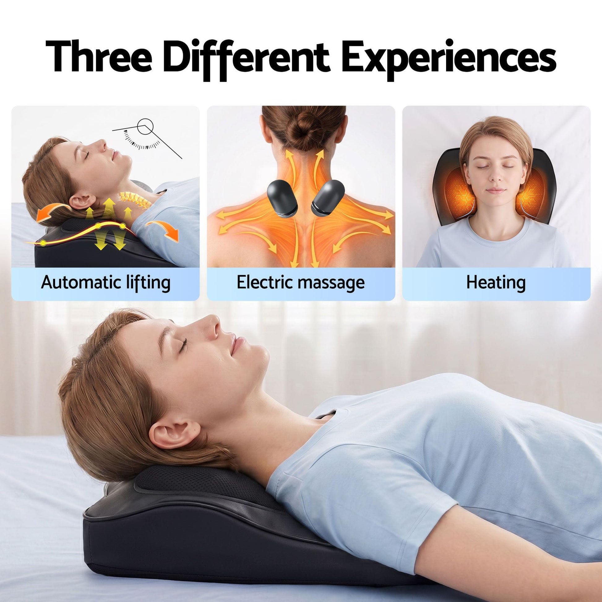 Alona.com.au Health & Beauty > Massage & Relaxation > Massagers Livemor Back Massager with Heat and Traction, Neck and Shoulder Massage Pillow, Ergonomic Backrest for Office Chair & Sofa, Lumbar Support Cushion with 2-Level Thermal Relief, 6 Modes for Cervical & Full Body Pain Relief, Large