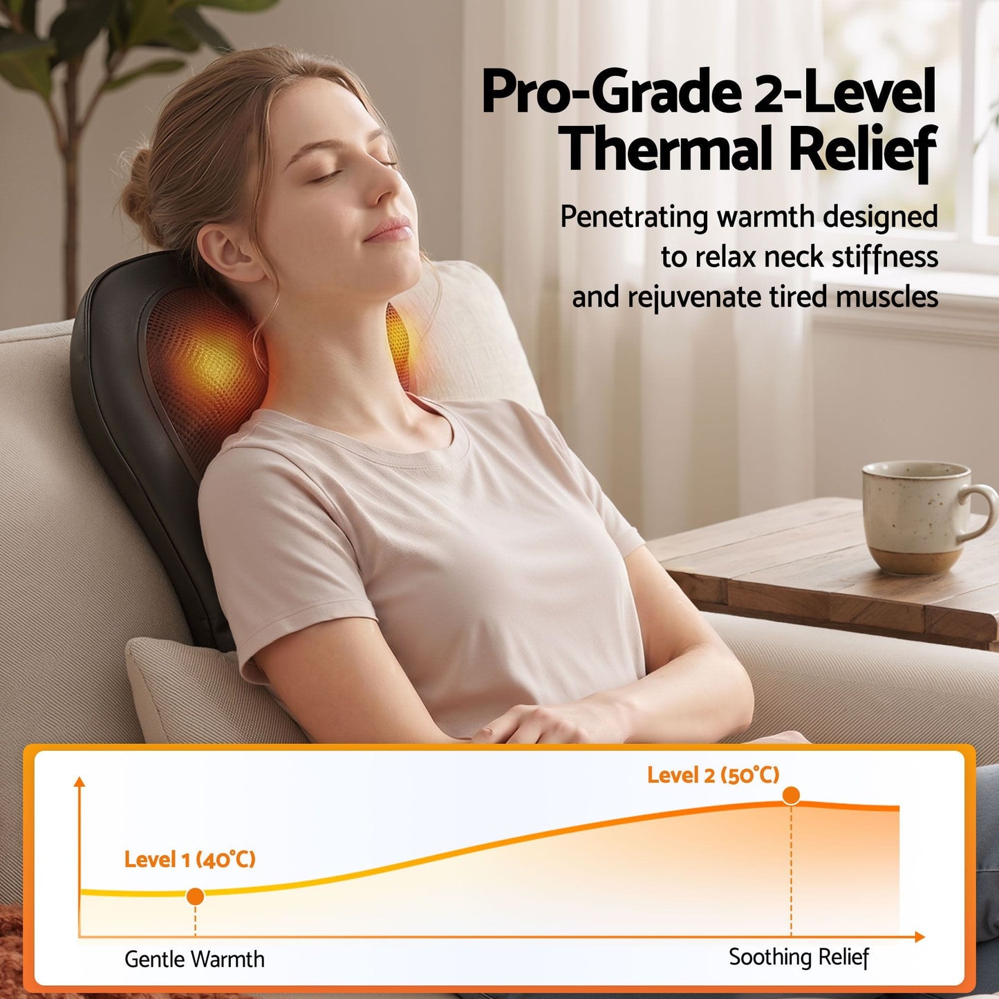 Alona.com.au Health & Beauty > Massage & Relaxation > Massagers Livemor Back Massager with Heat and Traction, Neck and Shoulder Massage Pillow, Ergonomic Backrest for Office Chair & Sofa, Lumbar Support Cushion with 2-Level Thermal Relief, 6 Modes for Cervical & Full Body Pain Relief, Large