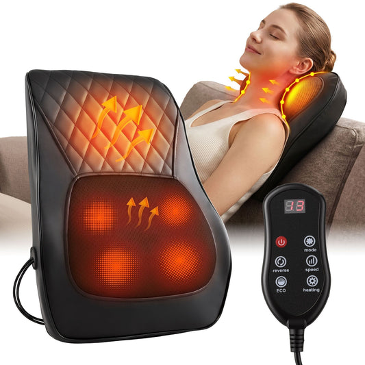 Alona.com.au Health & Beauty > Massage & Relaxation > Massagers Livemor Back Massager with Heat and Traction, Neck and Shoulder Massage Pillow, Ergonomic Backrest for Office Chair & Sofa, Lumbar Support Cushion with 2-Level Thermal Relief, 6 Modes for Cervical & Full Body Pain Relief, Large