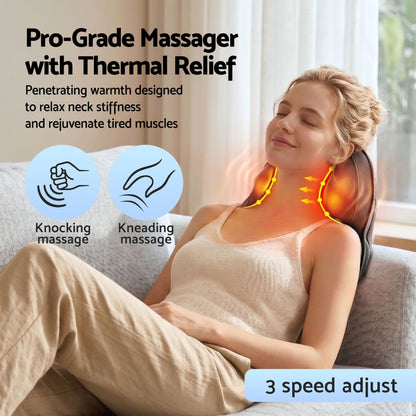 Alona.com.au Health & Beauty > Massage & Relaxation > Massagers Livemor Back Massager with Heat, Cordless Electric Neck & Shoulder Massager Pillow, 3-Speed Deep Tissue Kneading for Lumbar, Thigh & Calf, Portable Muscle Relief for Home & Office Use