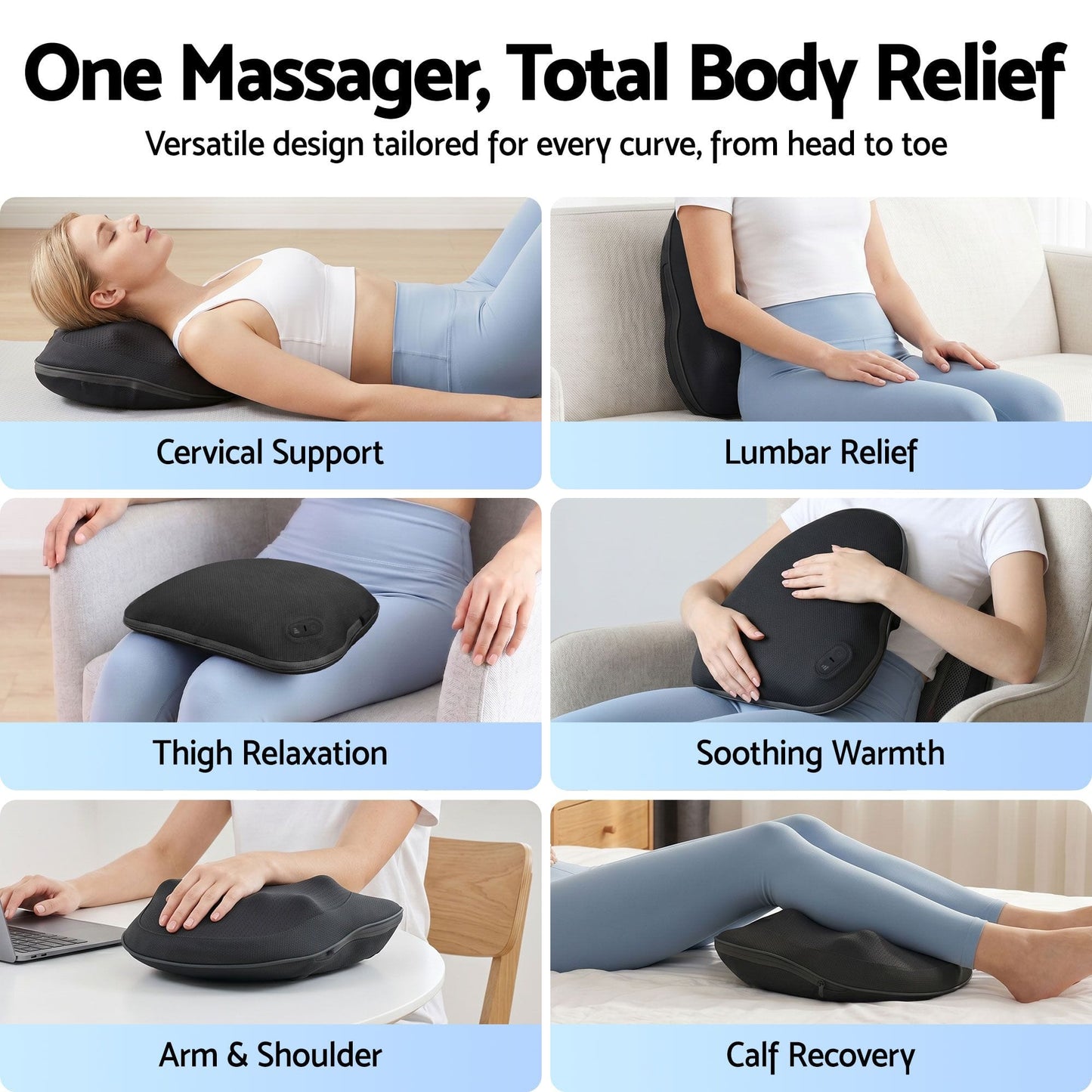 Alona.com.au Health & Beauty > Massage & Relaxation > Massagers Livemor Back Massager with Heat, Cordless Electric Neck & Shoulder Massager Pillow, 3-Speed Deep Tissue Kneading for Lumbar, Thigh & Calf, Portable Muscle Relief for Home & Office Use