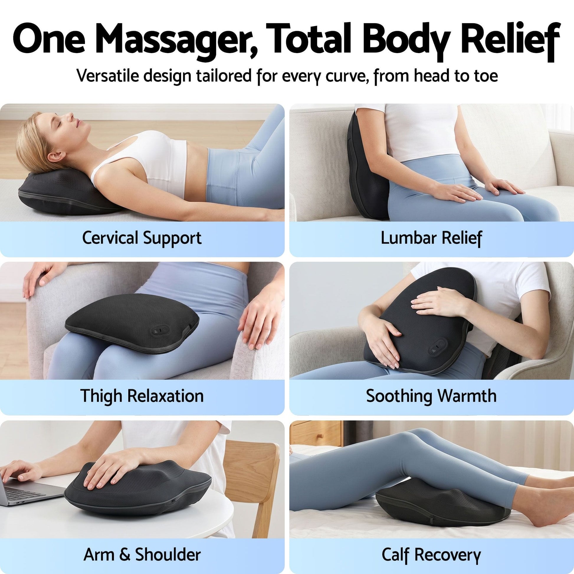 Alona.com.au Health & Beauty > Massage & Relaxation > Massagers Livemor Back Massager with Heat, Cordless Electric Neck & Shoulder Massager Pillow, 3-Speed Deep Tissue Kneading for Lumbar, Thigh & Calf, Portable Muscle Relief for Home & Office Use