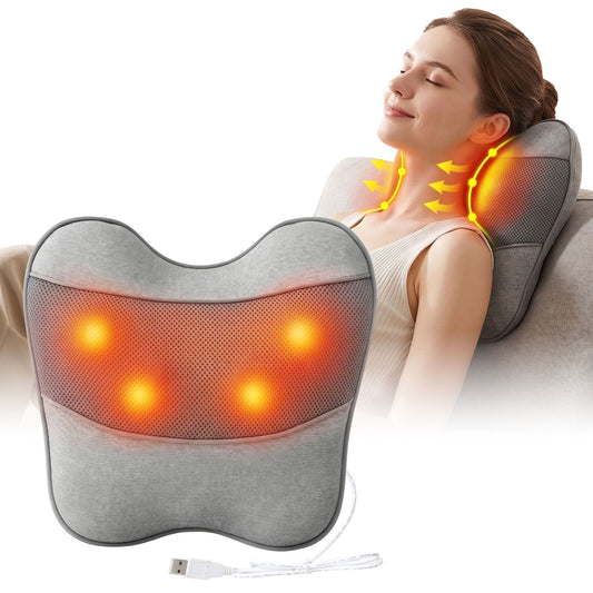 Alona.com.au Health & Beauty > Massage & Relaxation > Massagers Livemor Back Massager with Heat, USB Neck and Shoulder Massage Pillow, 3-Speed Ergonomic Lumbar Support Cushion for Office Chair, Portable Muscle Relief for Back, Thigh & Calf, Grey