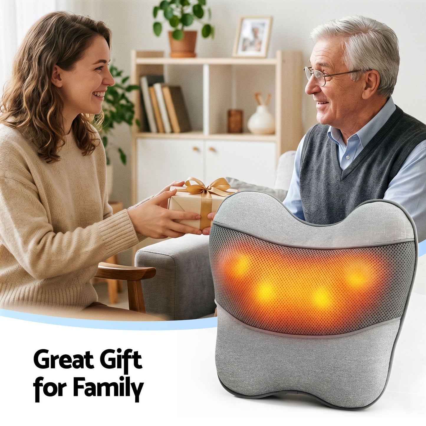 Alona.com.au Health & Beauty > Massage & Relaxation > Massagers Livemor Back Massager with Heat, USB Neck and Shoulder Massage Pillow, 3-Speed Ergonomic Lumbar Support Cushion for Office Chair, Portable Muscle Relief for Back, Thigh & Calf, Grey