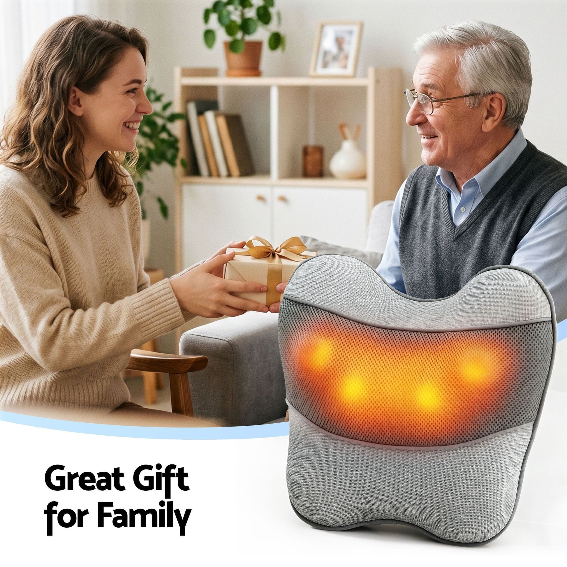 Alona.com.au Health & Beauty > Massage & Relaxation > Massagers Livemor Back Massager with Heat, USB Neck and Shoulder Massage Pillow, 3-Speed Ergonomic Lumbar Support Cushion for Office Chair, Portable Muscle Relief for Back, Thigh & Calf, Grey