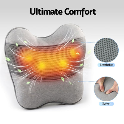Alona.com.au Health & Beauty > Massage & Relaxation > Massagers Livemor Back Massager with Heat, USB Neck and Shoulder Massage Pillow, 3-Speed Ergonomic Lumbar Support Cushion for Office Chair, Portable Muscle Relief for Back, Thigh & Calf, Grey