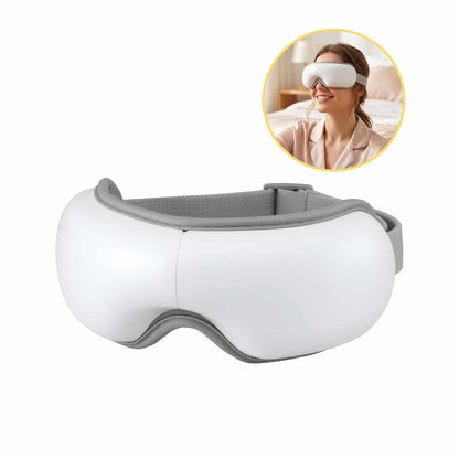 Alona.com.au Health & Beauty > Massage & Relaxation > Massagers Livemor Eye Massager with Heat & Vibration | 180° Foldable Electric Eye Heat Mask with Bluetooth Music for Fatigue Relief | Rechargeable 3D Wrap-Around Temple Massager, White