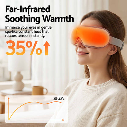 Alona.com.au Health & Beauty > Massage & Relaxation > Massagers Livemor Eye Massager with Heat & Vibration | 180° Foldable Electric Eye Heat Mask with Bluetooth Music for Fatigue Relief | Rechargeable 3D Wrap-Around Temple Massager, White