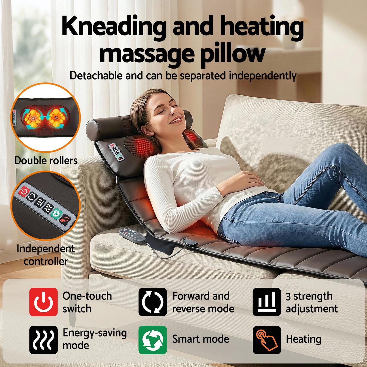 Alona.com.au Health & Beauty > Massage & Relaxation > Massagers Livemor Massage Mat Kneading Neck Foot Massager Heated Vibration Airbag Mattress