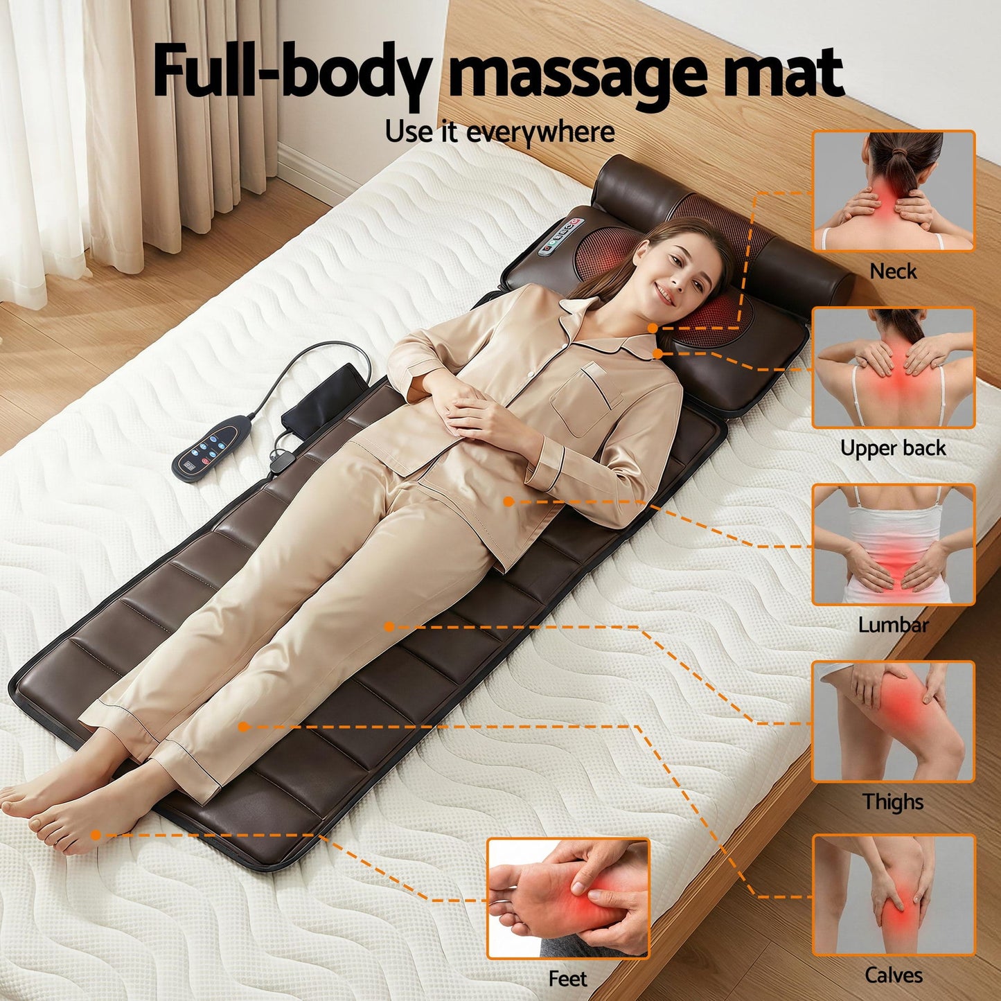 Alona.com.au Health & Beauty > Massage & Relaxation > Massagers Livemor Massage Mat Kneading Neck Foot Massager Heated Vibration Airbag Mattress
