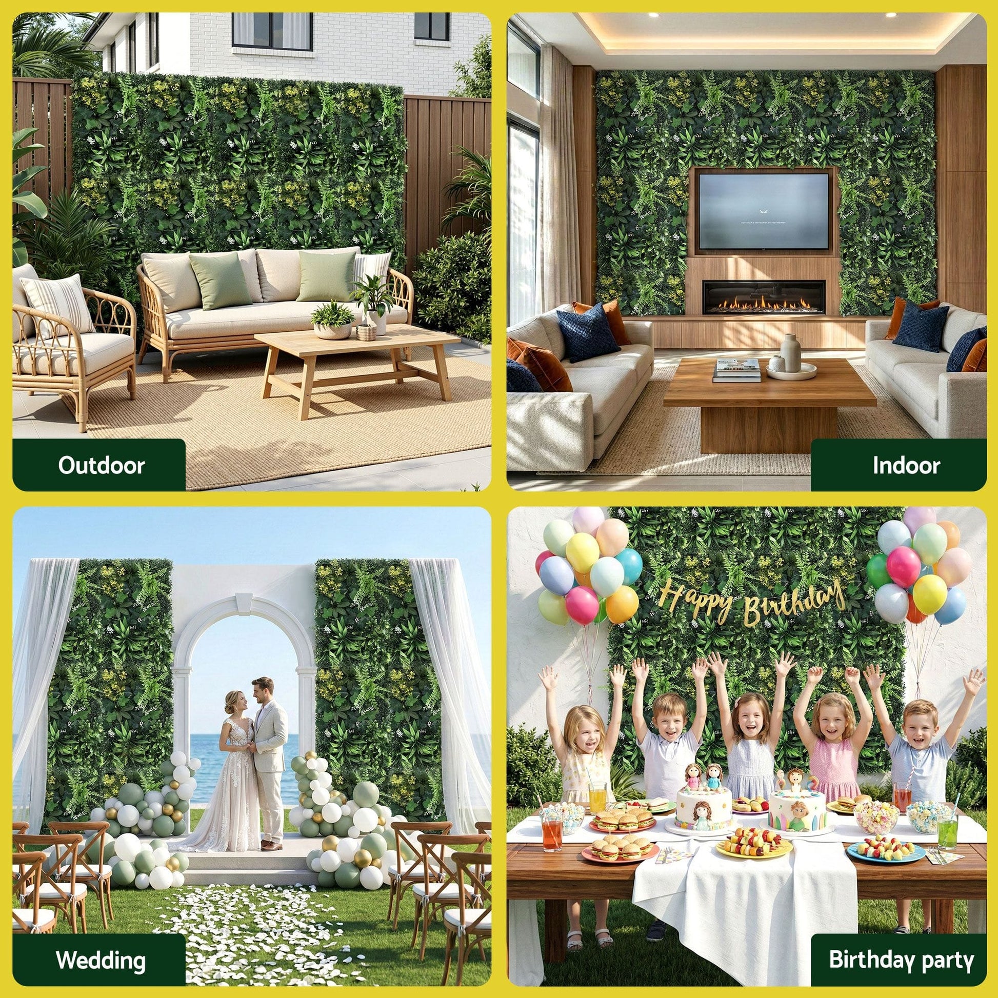 Alona.com.au Home & Garden > Artificial Plants > Artificial Wall Plants Gardeon 4PCS Artificial Plant Wall Panels 40X60CM Boxwood Panel Backyard Hedge Grass Backdrop Green Decor