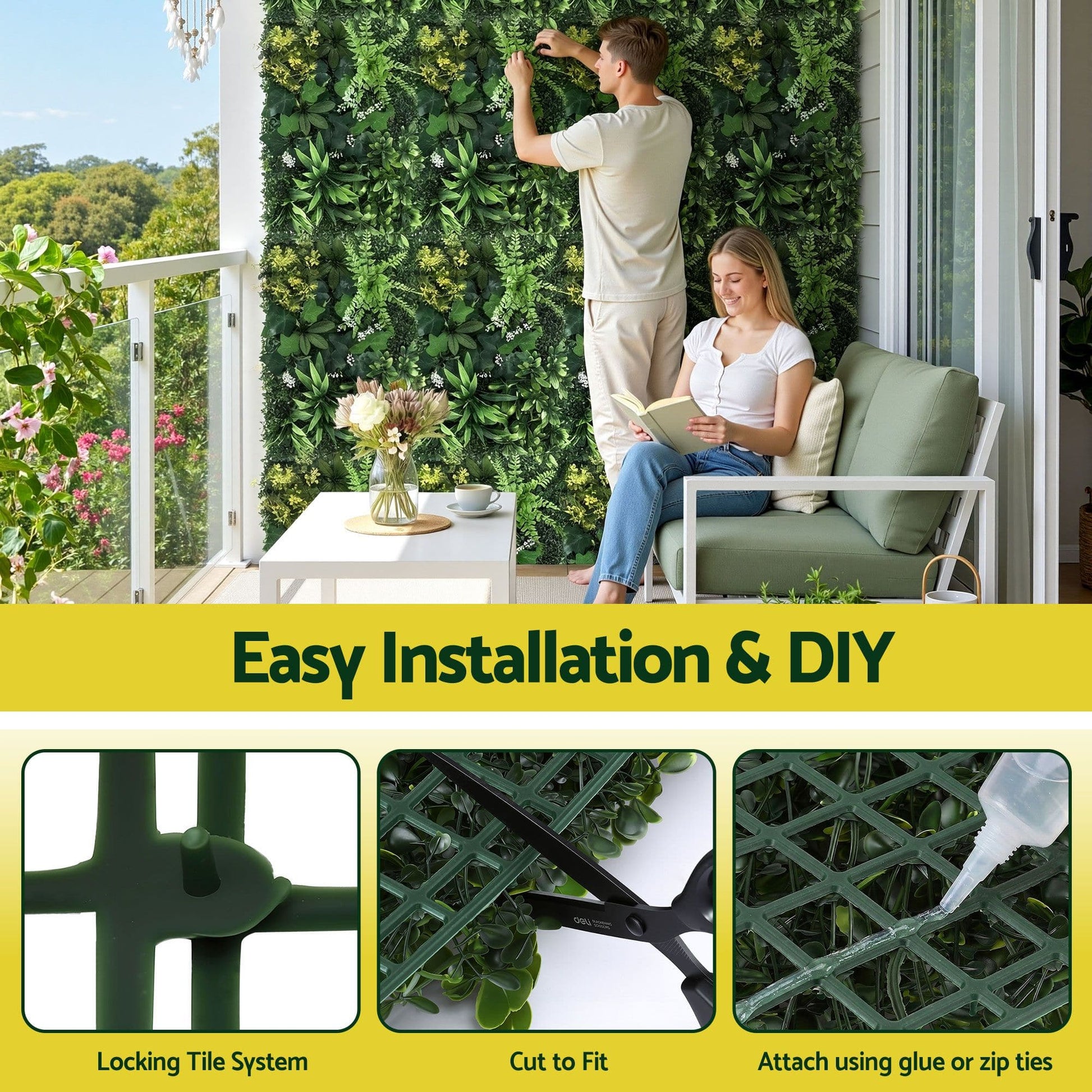 Alona.com.au Home & Garden > Artificial Plants > Artificial Wall Plants Gardeon 4PCS Artificial Plant Wall Panels 40X60CM Boxwood Panel Backyard Hedge Grass Backdrop Green Decor
