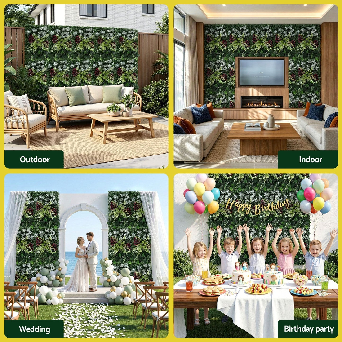 Alona.com.au Home & Garden > Artificial Plants > Artificial Wall Plants Gardeon 4PCS Artificial Plant Wall Panels 40X60CM Boxwood Panel Flower Backdrop Backyard Green Decor