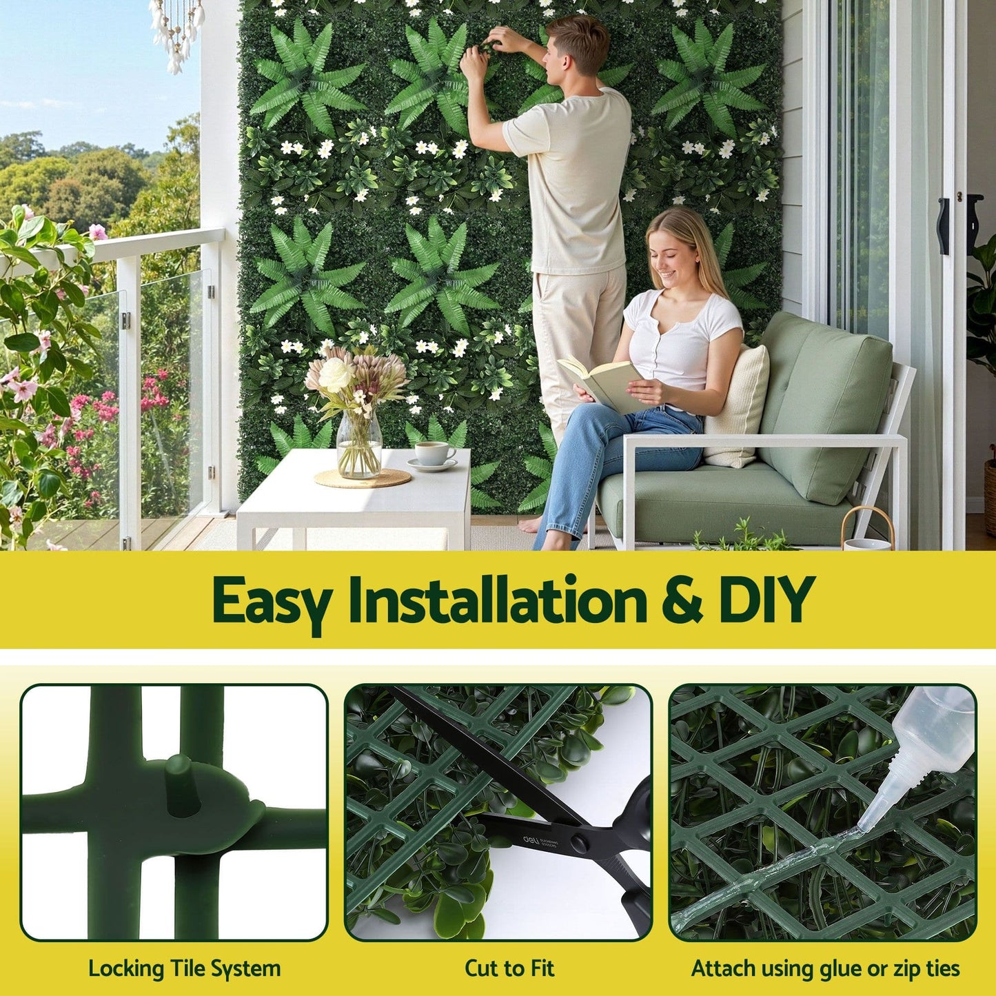 Alona.com.au Home & Garden > Artificial Plants > Artificial Wall Plants Gardeon 4PCS Artificial Plant Wall Panels 40X60CM Boxwood Panel Leaf Backdrop Backyard Green Decor