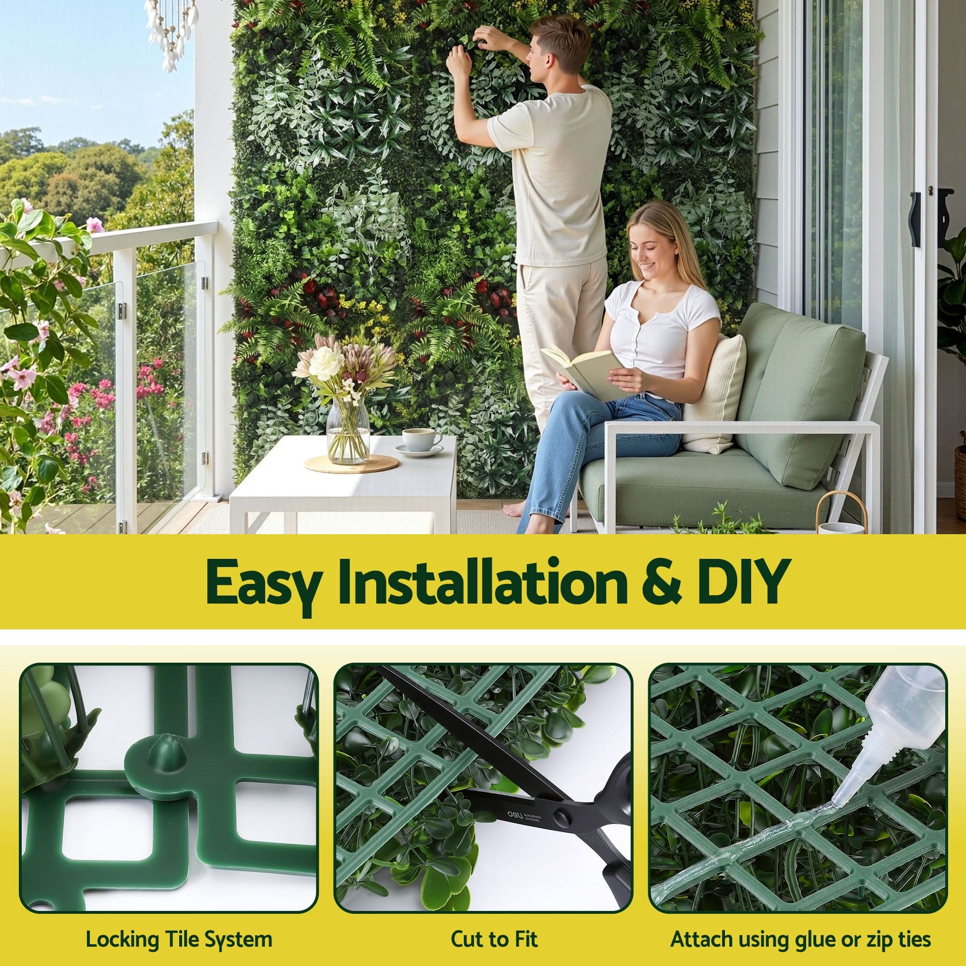 Alona.com.au Home & Garden > Artificial Plants > Artificial Wall Plants Gardeon Artificial Plant Wall Panels 50X100CM Boxwood Panel Hedge Grass Backdrop Backyard Green Decor