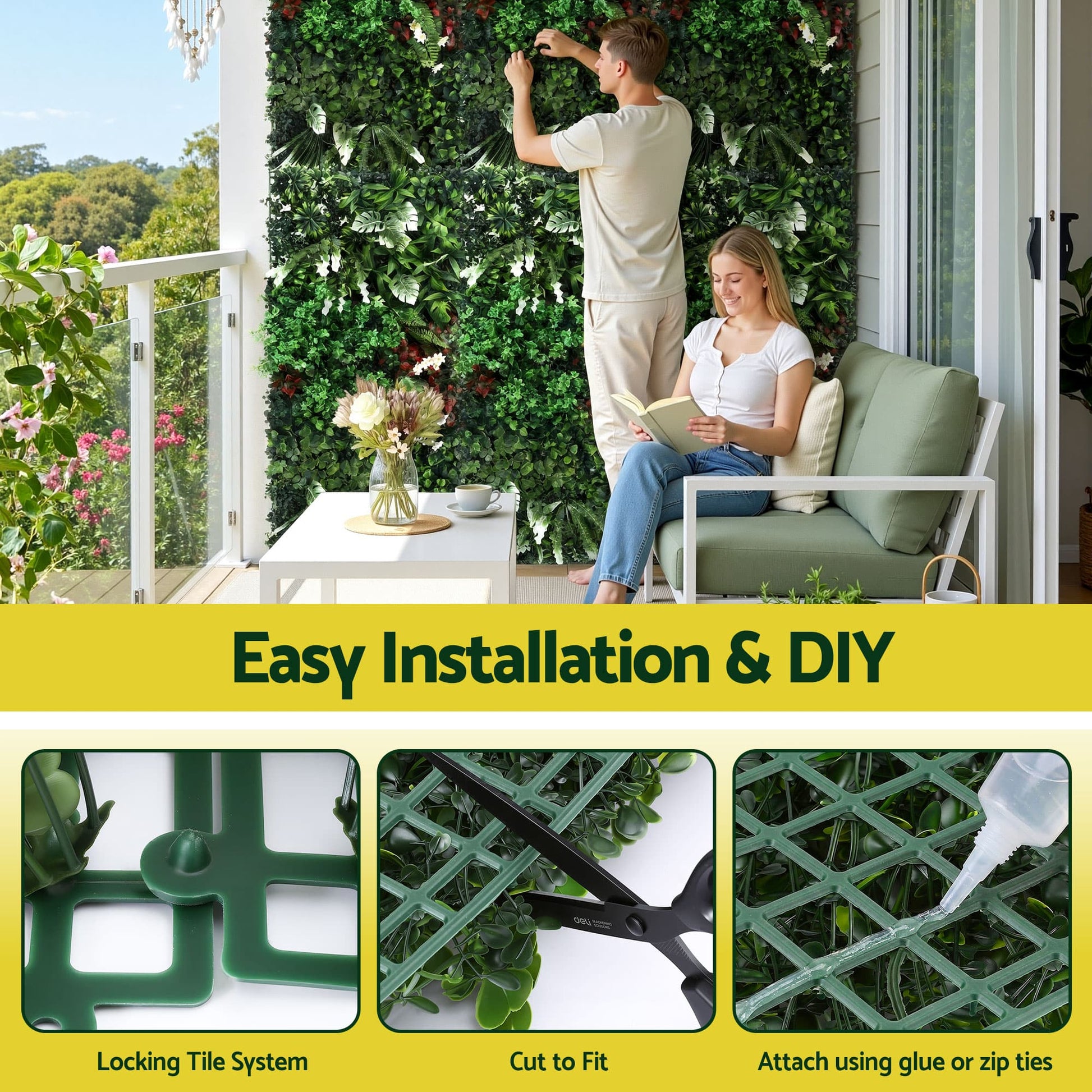 Alona.com.au Home & Garden > Artificial Plants > Artificial Wall Plants Gardeon Artificial Plant Wall Panels 50X100CM Boxwood Panel Hedge Grass Backdrop Green Decor Backyard