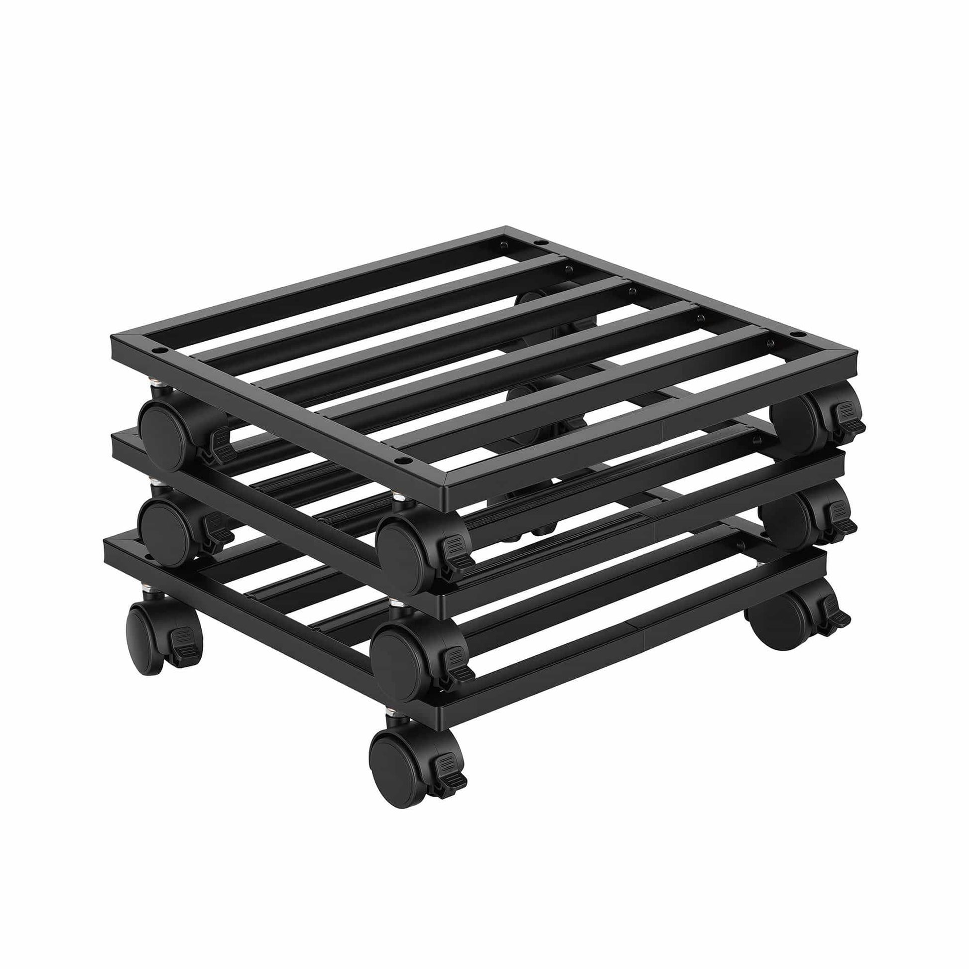 Alona.com.au Home & Garden > Artificial Plants > Pots, Planters & Accessories Green Fingers Plant Pot Trolleys 3pcs 32cm Galvanized Steel Lockable Wheels Roll Planter Black