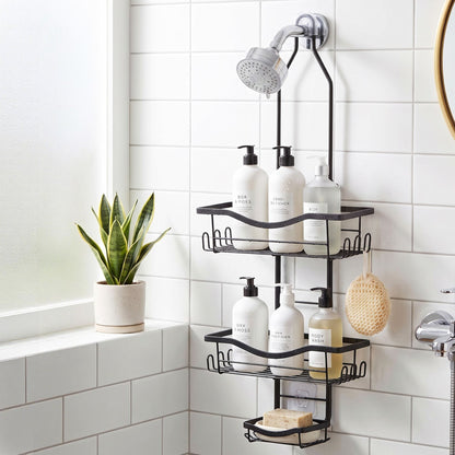 Alona.com.au Home & Garden > Bathroom Accessories > Bath Caddies Artiss Shower Caddy Hanging Bathroom Organiser Over Head Black