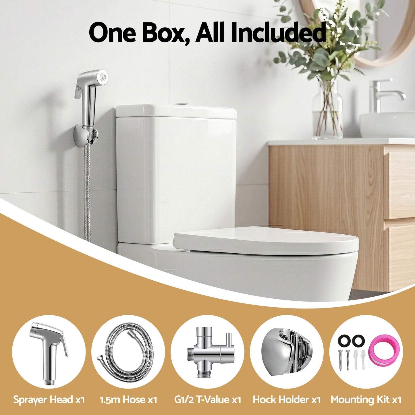 Alona.com.au Home & Garden > Bathroom Accessories > Toilet & Bidet Accessories Cefito Handheld Bidet Sprayer for Toilet 1.5m Stainless Steel Hose Jet Spray for Feminine Wash Cloth Diaper Pet Bath Adjustable Pressure Bidet Attachment with G1/2 Valve Silver