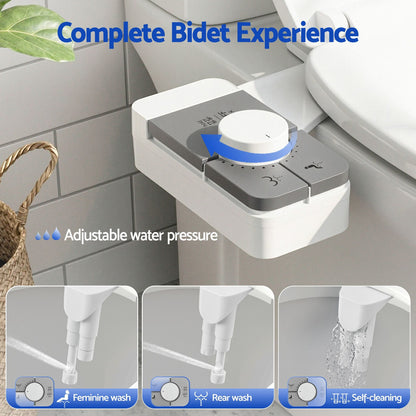Alona.com.au Home & Garden > Bathroom Accessories > Toilet & Bidet Accessories Cefito Non-Electric Ultra-Slim Bidet Attachment Detachable Bidet with Dual Nozzle Frontal & Rear Wash Adjustable Water Pressure Cold Water Toilet Bide