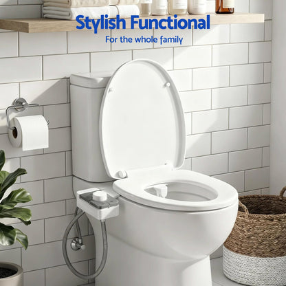 Alona.com.au Home & Garden > Bathroom Accessories > Toilet & Bidet Accessories Cefito Non-Electric Ultra-Slim Bidet Attachment Detachable Bidet with Dual Nozzle Frontal & Rear Wash Adjustable Water Pressure Cold Water Toilet Bide