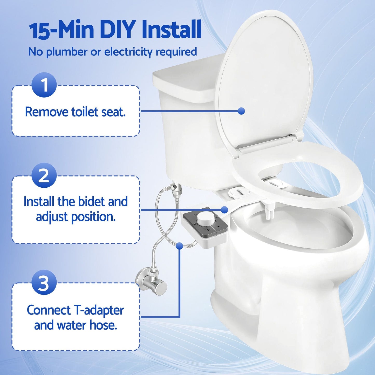 Alona.com.au Home & Garden > Bathroom Accessories > Toilet & Bidet Accessories Cefito Non-Electric Ultra-Slim Bidet Attachment Detachable Bidet with Dual Nozzle Frontal & Rear Wash Adjustable Water Pressure Cold Water Toilet Bide