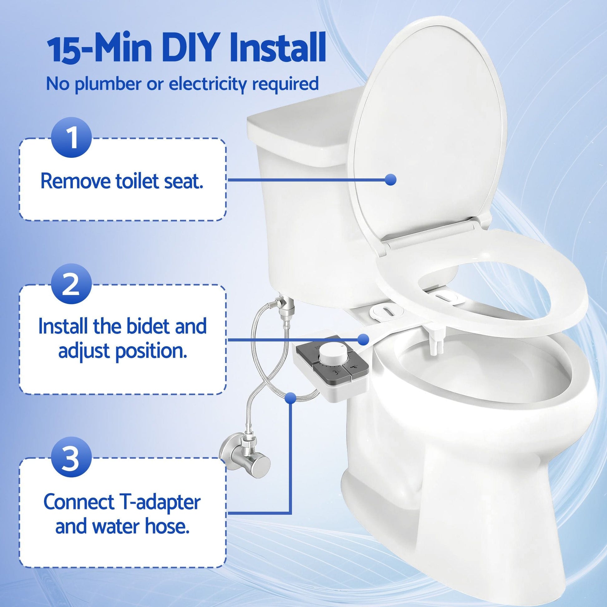 Alona.com.au Home & Garden > Bathroom Accessories > Toilet & Bidet Accessories Cefito Non-Electric Ultra-Slim Bidet Attachment Detachable Bidet with Dual Nozzle Frontal & Rear Wash Adjustable Water Pressure Cold Water Toilet Bide