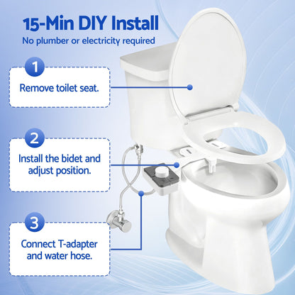 Alona.com.au Home & Garden > Bathroom Accessories > Toilet & Bidet Accessories Cefito Non-Electric Ultra-Slim Bidet Attachment Detachable Bidet with Dual Nozzle Frontal & Rear Wash Adjustable Water Pressure Cold Water Toilet Bide