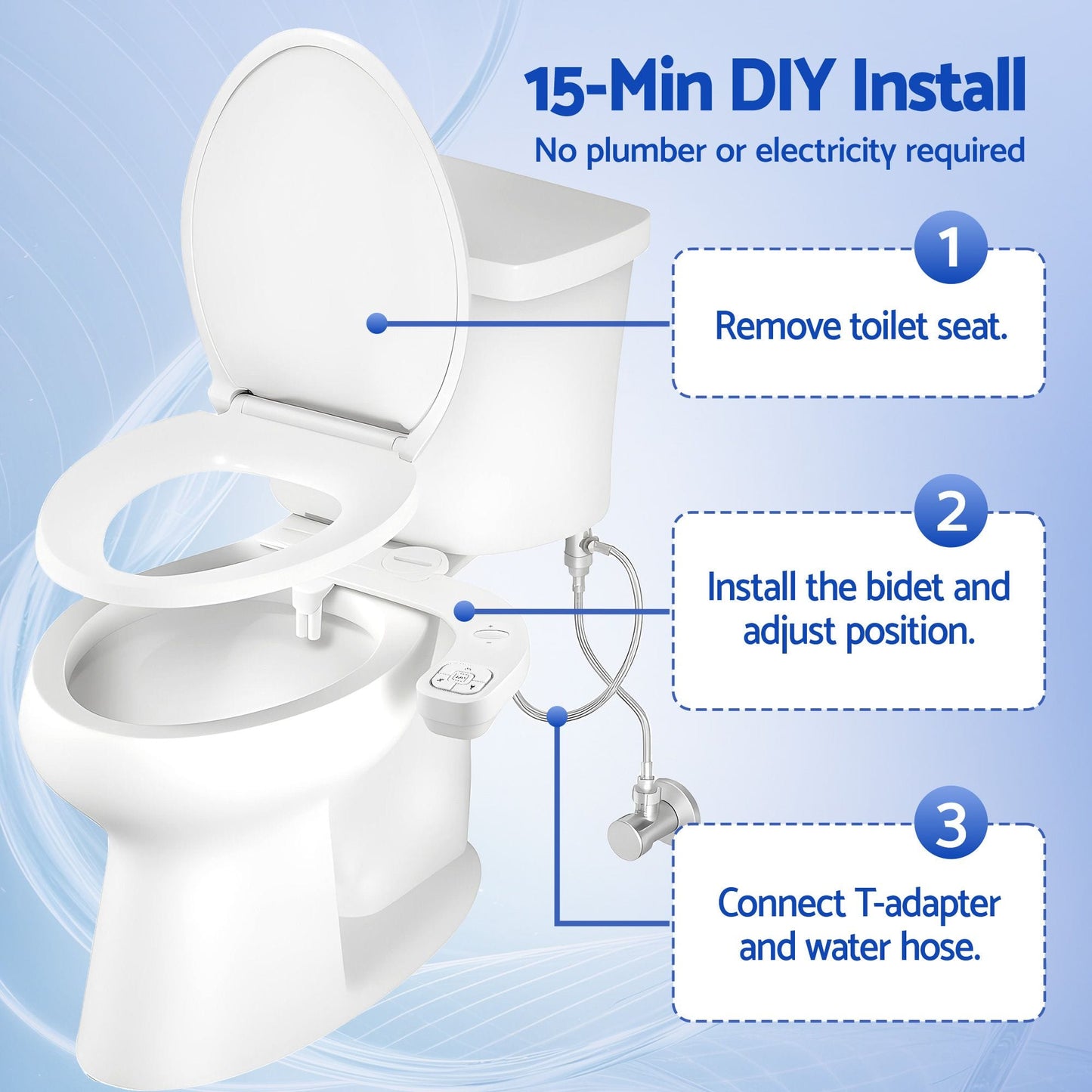 Alona.com.au Home & Garden > Bathroom Accessories > Toilet & Bidet Accessories Cefito Ultra-Slim Bidet Attachment Detachable Bidet with Self-Cleaning Dual Nozzle Non-Electric Adjustable Water Pressure, Cold Water Toilet Bide