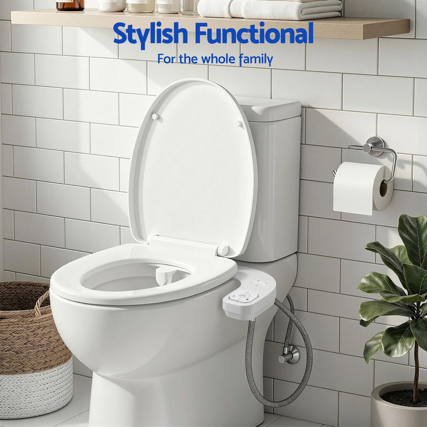Alona.com.au Home & Garden > Bathroom Accessories > Toilet & Bidet Accessories Cefito Ultra-Slim Bidet Attachment Detachable Bidet with Self-Cleaning Dual Nozzle Non-Electric Adjustable Water Pressure, Cold Water Toilet Bide