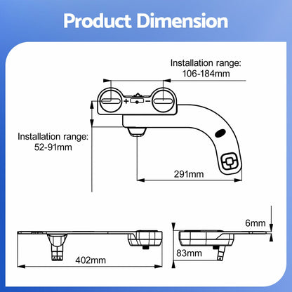 Alona.com.au Home & Garden > Bathroom Accessories > Toilet & Bidet Accessories Cefito Ultra-Slim Bidet Attachment Detachable Bidet with Self-Cleaning Dual Nozzle Non-Electric Adjustable Water Pressure, Cold Water Toilet Bide