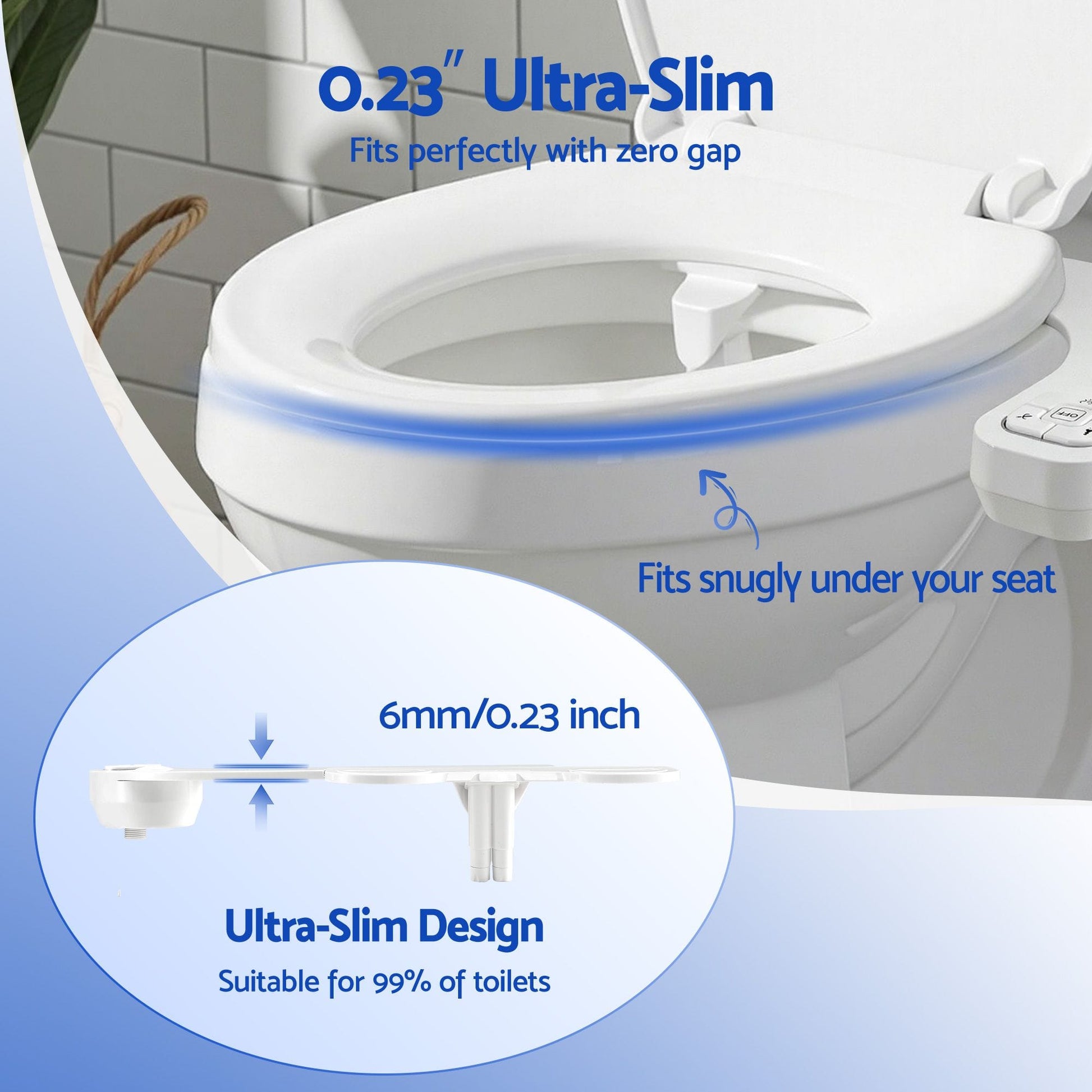 Alona.com.au Home & Garden > Bathroom Accessories > Toilet & Bidet Accessories Cefito Ultra-Slim Bidet Attachment Detachable Bidet with Self-Cleaning Dual Nozzle Non-Electric Adjustable Water Pressure, Cold Water Toilet Bide