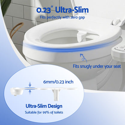 Alona.com.au Home & Garden > Bathroom Accessories > Toilet & Bidet Accessories Cefito Ultra-Slim Bidet Attachment Detachable Bidet with Self-Cleaning Dual Nozzle Non-Electric Adjustable Water Pressure, Cold Water Toilet Bide