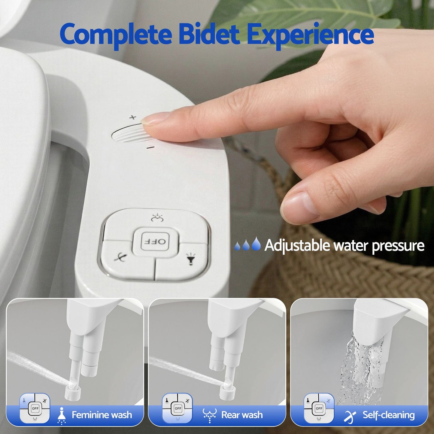 Alona.com.au Home & Garden > Bathroom Accessories > Toilet & Bidet Accessories Cefito Ultra-Slim Bidet Attachment Detachable Bidet with Self-Cleaning Dual Nozzle Non-Electric Adjustable Water Pressure, Cold Water Toilet Bide