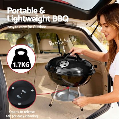 Alona.com.au Home & Garden > BBQ > BBQs & Accessories Grillz Charcoal BBQ Grill Portable with Lid for Camping Outdoor