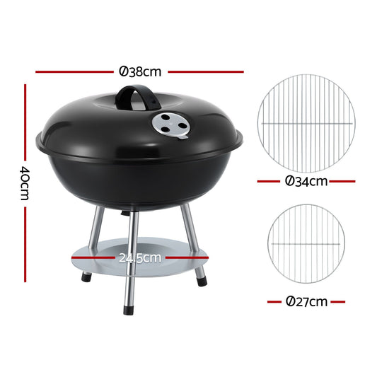 Alona.com.au Home & Garden > BBQ > BBQs & Accessories Grillz Charcoal BBQ Grill Portable with Lid for Camping Outdoor