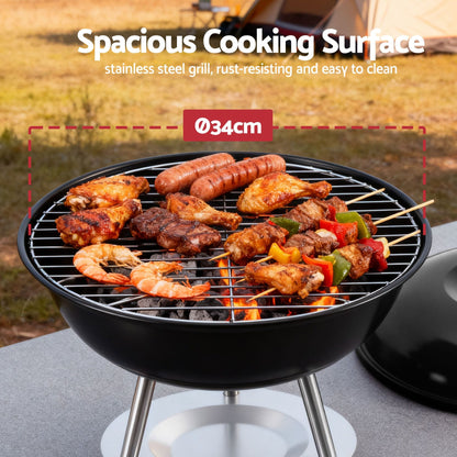 Alona.com.au Home & Garden > BBQ > BBQs & Accessories Grillz Charcoal BBQ Grill Portable with Lid for Camping Outdoor