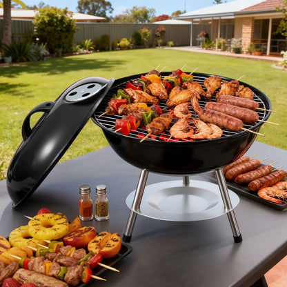Alona.com.au Home & Garden > BBQ > BBQs & Accessories Grillz Charcoal BBQ Grill Portable with Lid for Camping Outdoor