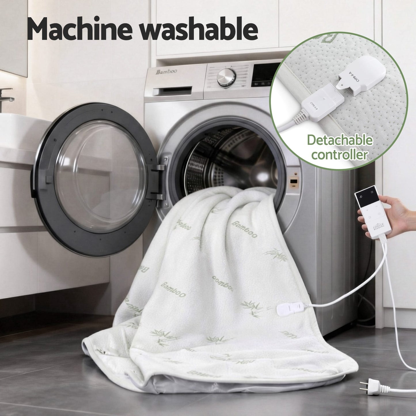 Alona.com.au Home & Garden > Bedding > Blankets & Throws Giselle Electric Blanket Bamboo Fabric Double Fitted Heated Pad Underlay Washable Winter