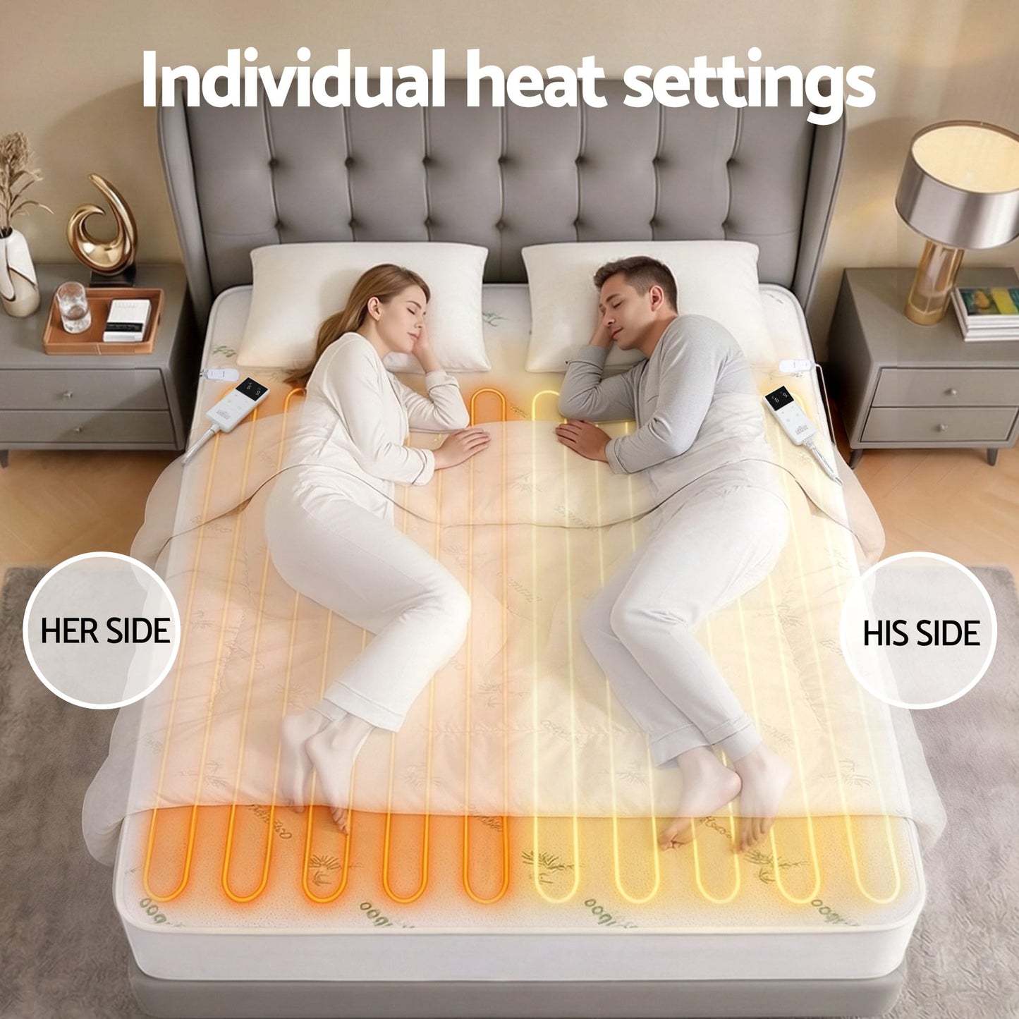 Alona.com.au Home & Garden > Bedding > Blankets & Throws Giselle Electric Blanket Bamboo Fabric Double Fitted Heated Pad Underlay Washable Winter