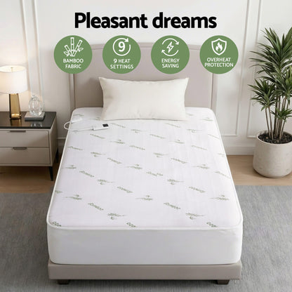 Alona.com.au Home & Garden > Bedding > Blankets & Throws Giselle Electric Blanket Bamboo Fabric King Single Fitted Heated Pad Underlay Washable Winter