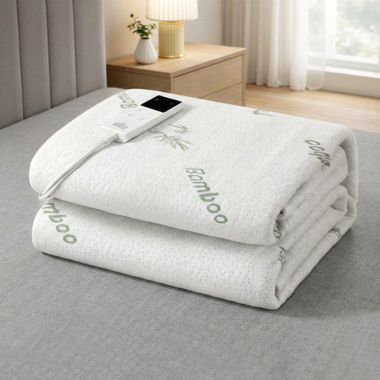Alona.com.au Home & Garden > Bedding > Blankets & Throws Giselle Electric Blanket Bamboo Fabric Single Fitted Heated Pad Underlay Washable Winter