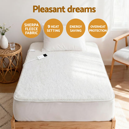 Alona.com.au Home & Garden > Bedding > Blankets & Throws Giselle Electric Blanket LED Remote Sherpa Fleece Underlay Fully Fitted Machine Washable King Single