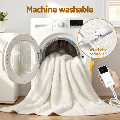 Alona.com.au Home & Garden > Bedding > Blankets & Throws Giselle Electric Blanket LED Remote Sherpa Fleece Underlay Fully Fitted Machine Washable King Single
