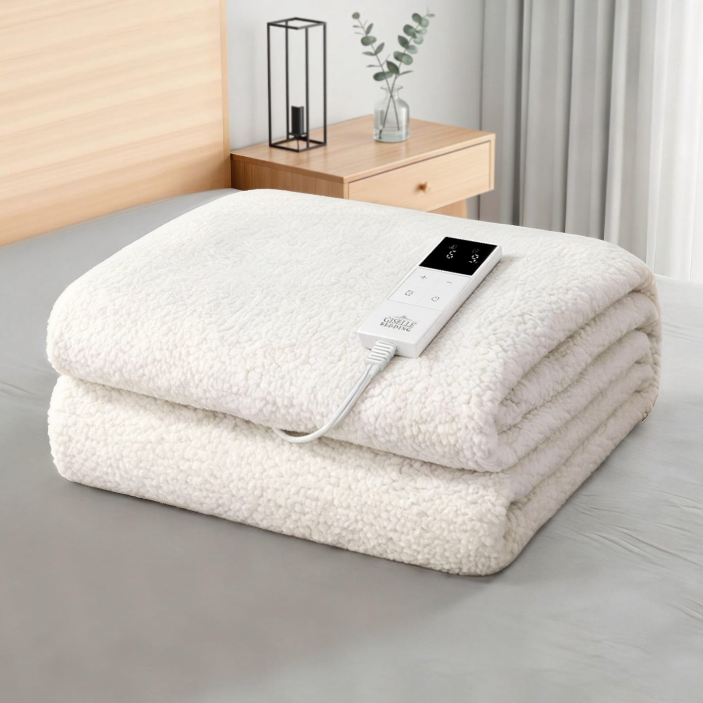 Alona.com.au Home & Garden > Bedding > Blankets & Throws Giselle Electric Blanket LED Remote Sherpa Fleece Underlay Fully Fitted Machine Washable King Single