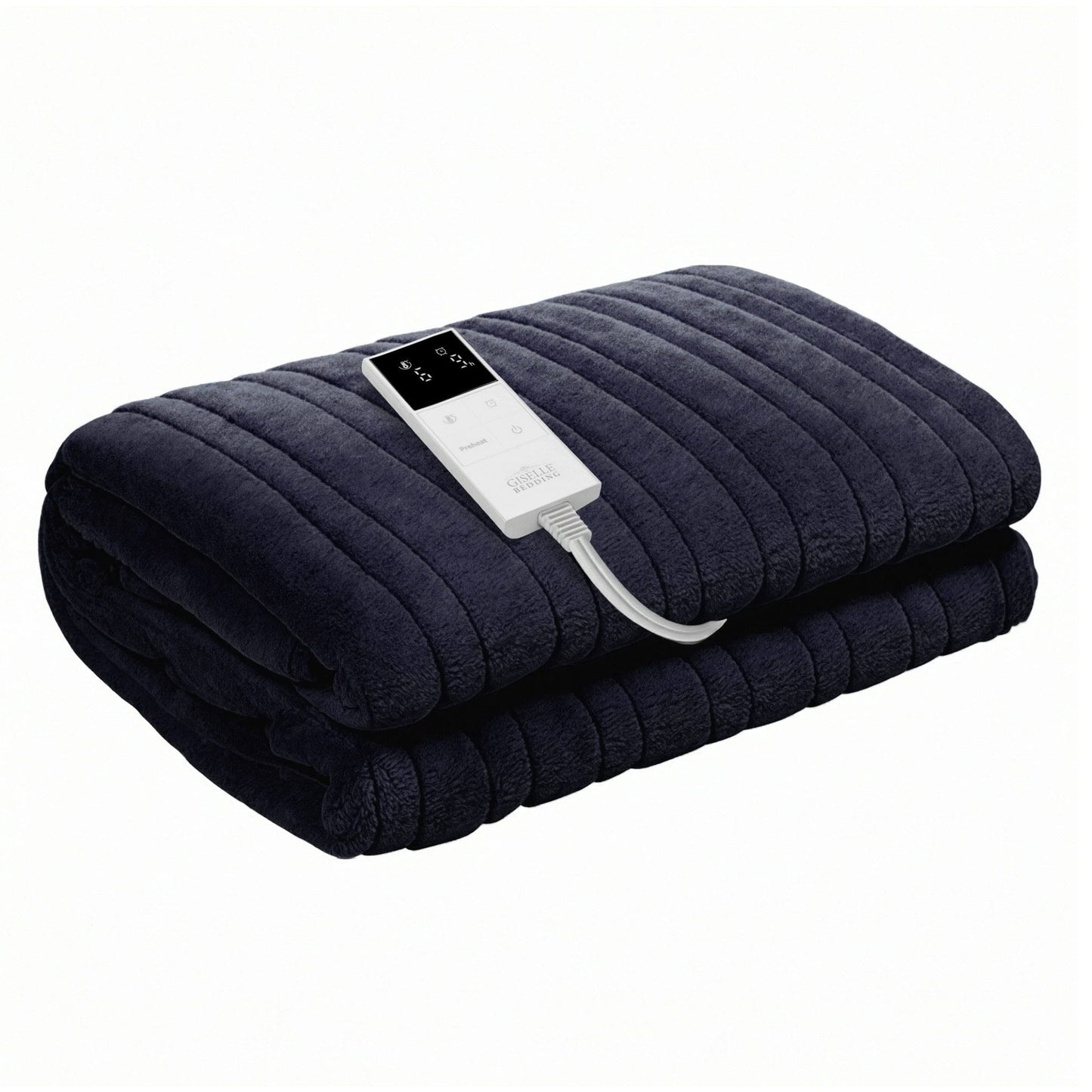 Alona.com.au Home & Garden > Bedding > Blankets & Throws Giselle Electric Throw Rug Double Size 200x180cm Coral Fleece Heated Blanket Charcoal