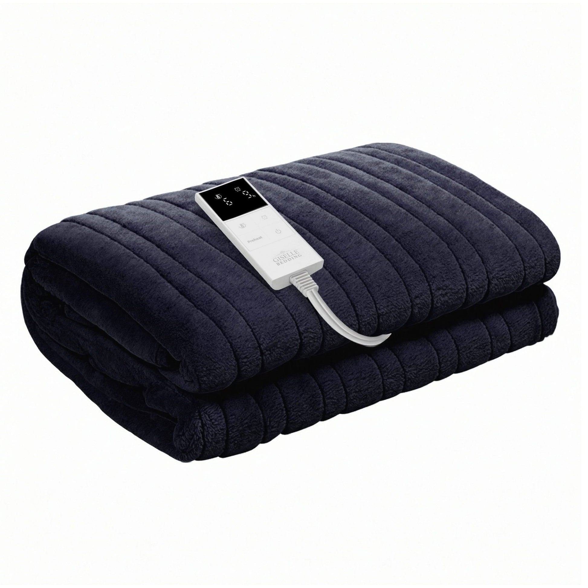 Alona.com.au Home & Garden > Bedding > Blankets & Throws Giselle Electric Throw Rug Double Size 200x180cm Coral Fleece Heated Blanket Charcoal