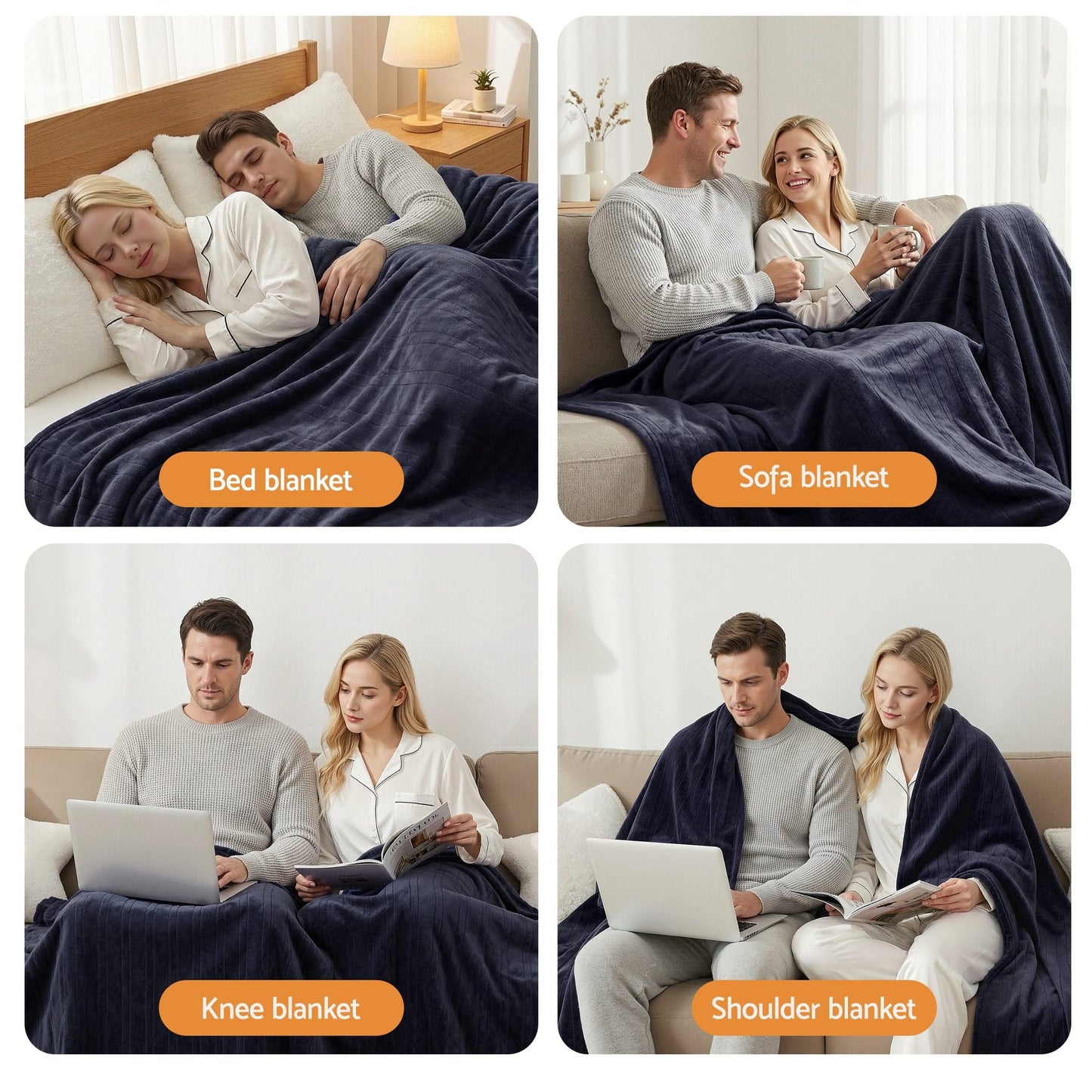 Alona.com.au Home & Garden > Bedding > Blankets & Throws Giselle Electric Throw Rug Double Size 200x180cm Coral Fleece Heated Blanket Charcoal